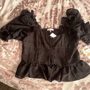 Black cropped peplum top NEW WITH TAGS!!